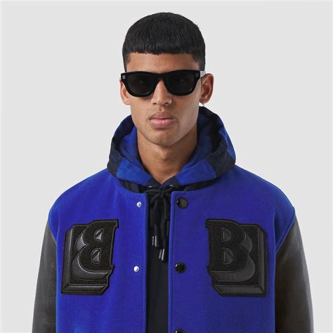 burberry blue varsity jacket|Burberry hooded jacket men.